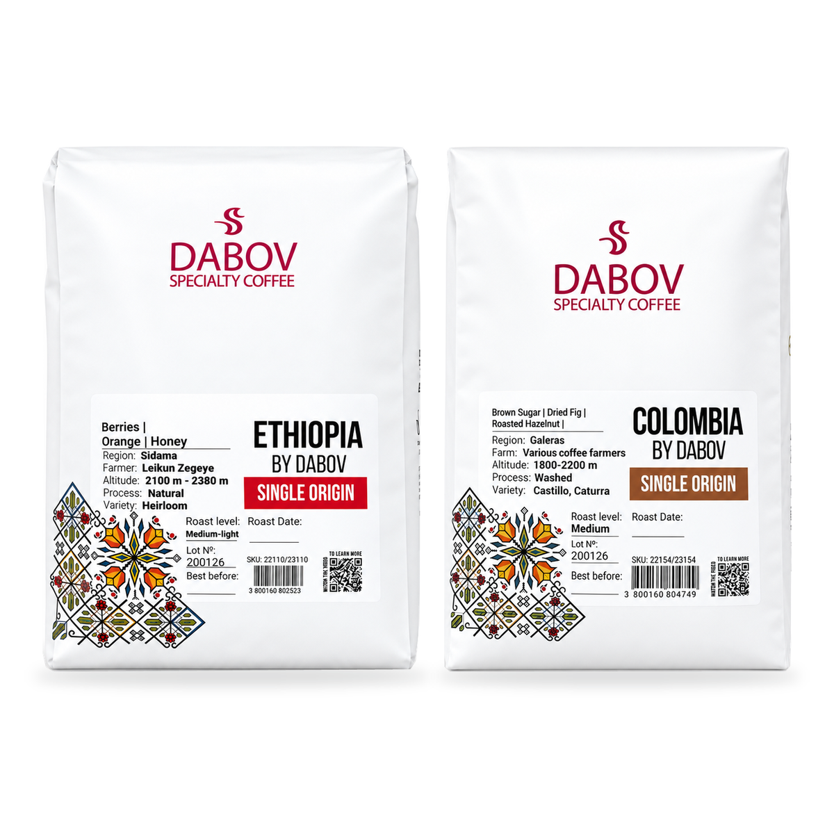 Ethiopia ve Colombia ikili kahve seti — 2 × 1 kg